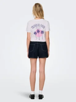 Outlet ONLPHINE Høj talje Regular fit Denim-shorts Dame Shorts|Double Denim