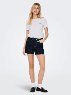 Outlet ONLPHINE Høj talje Regular fit Denim-shorts Dame Shorts|Double Denim