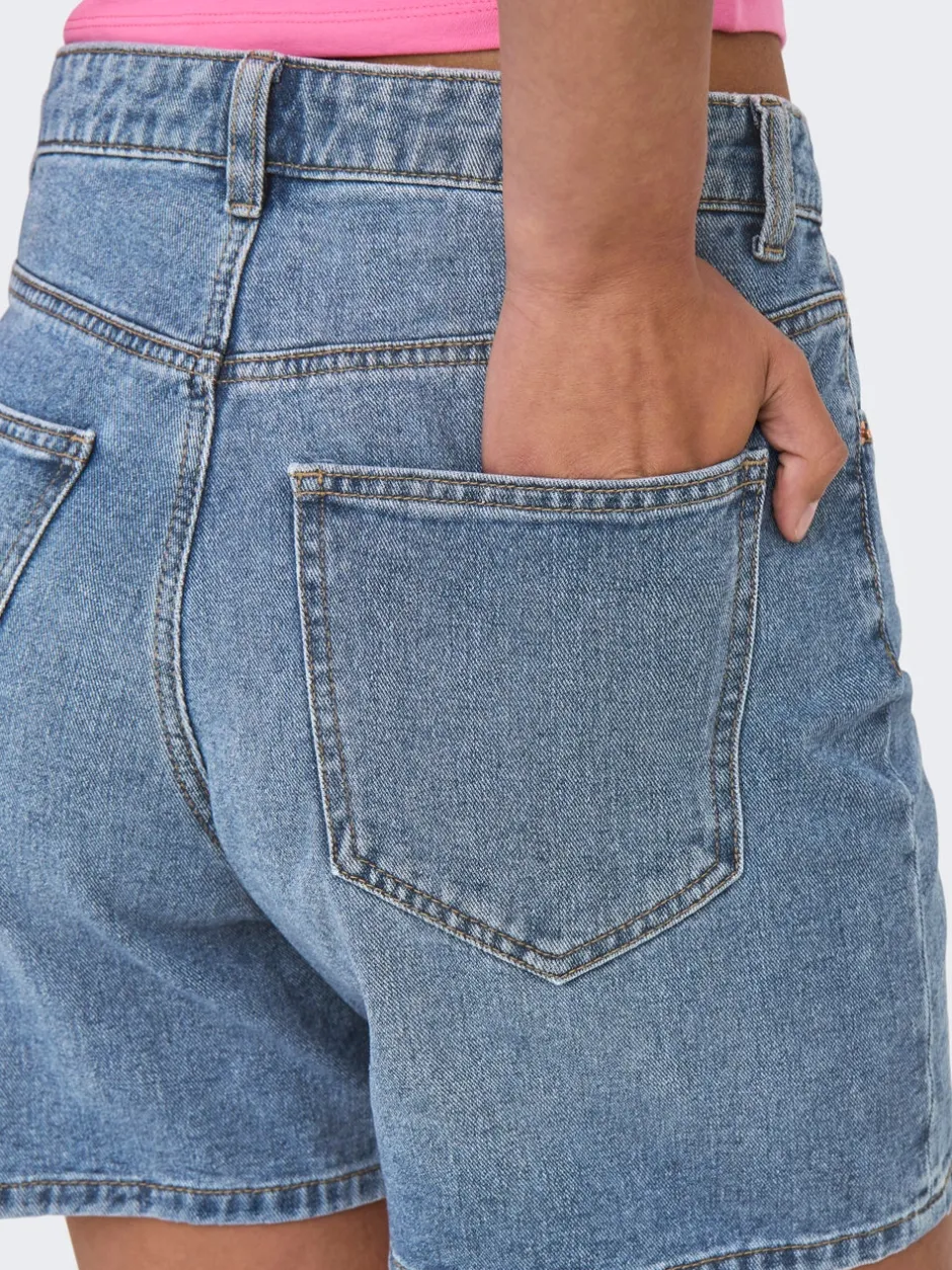 Discount ONLPHINE Høj talje Regular fit Denim-shorts Dame Shorts|Double Denim