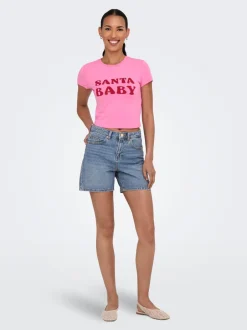 Discount ONLPHINE Høj talje Regular fit Denim-shorts Dame Shorts|Double Denim