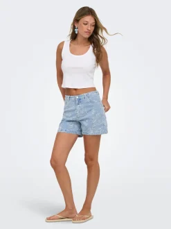 New ONLPHINE-AUDE Høj talje Regular fit Denim-shorts Dame Shorts|Double Denim