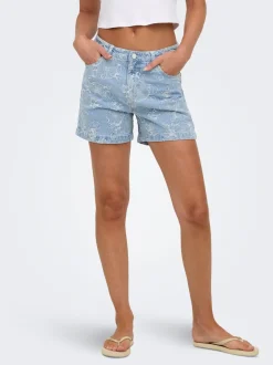 New ONLPHINE-AUDE Høj talje Regular fit Denim-shorts Dame Shorts|Double Denim