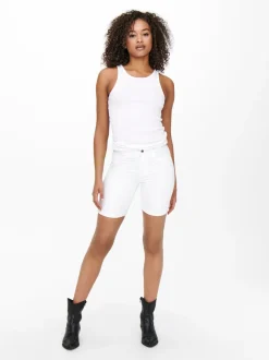 Sale ONLRAIN Mellemhøj talje Bodycon fit Denim-shorts Dame Shorts|Double Denim