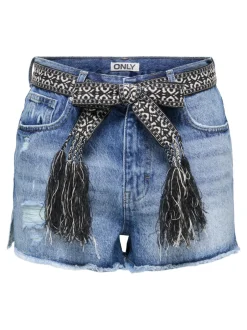 Outlet ONLROBYN Ekstra høj talje Straight fit Denim-shorts Dame Shorts|Double Denim
