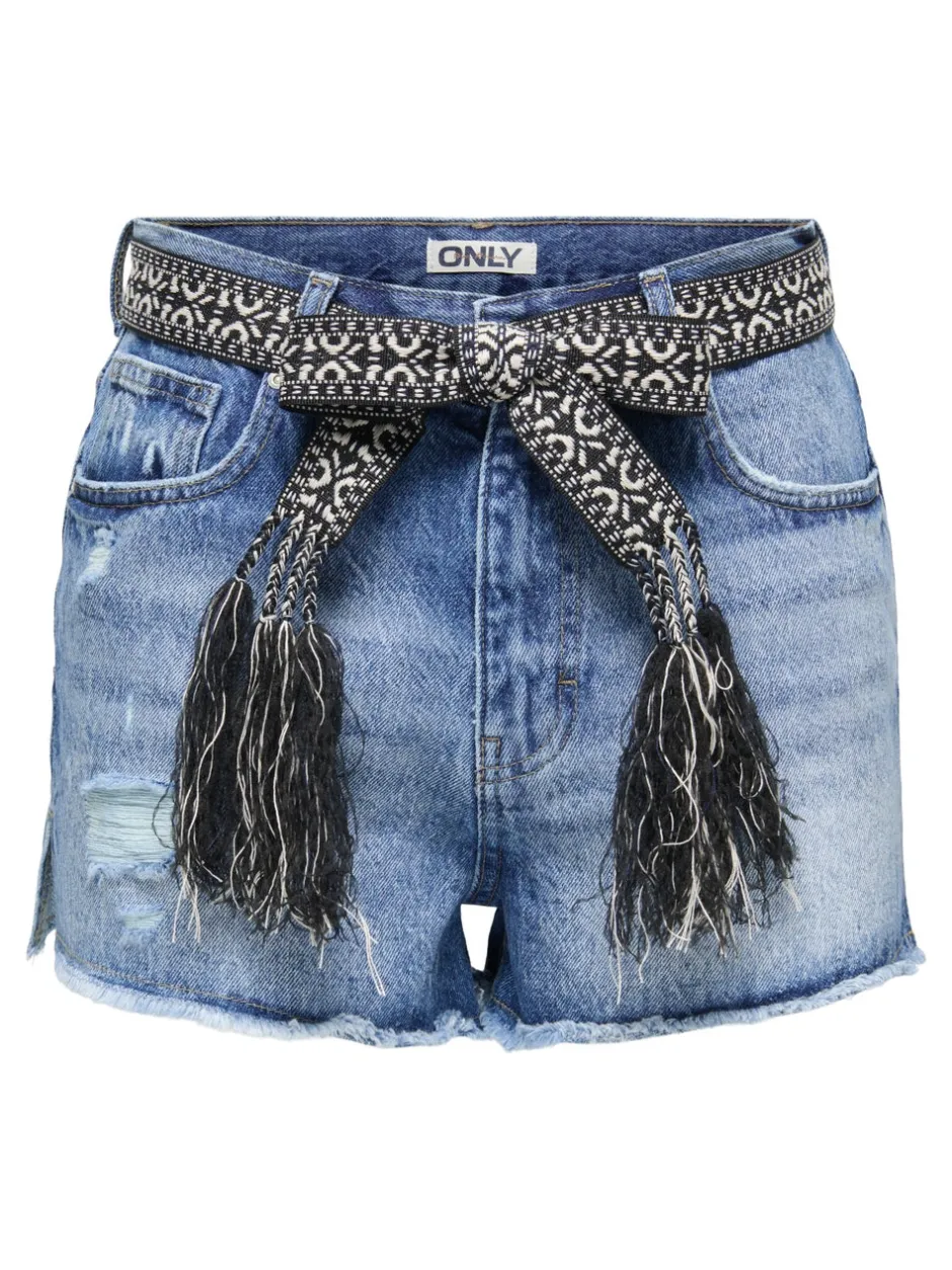 Outlet ONLROBYN Ekstra høj talje Straight fit Denim-shorts Dame Shorts|Double Denim