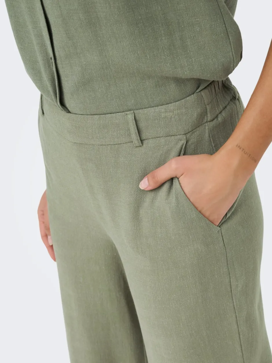 Outlet ONLSIESTA Cropped fit Hør Culottebukser Dame Bukser
