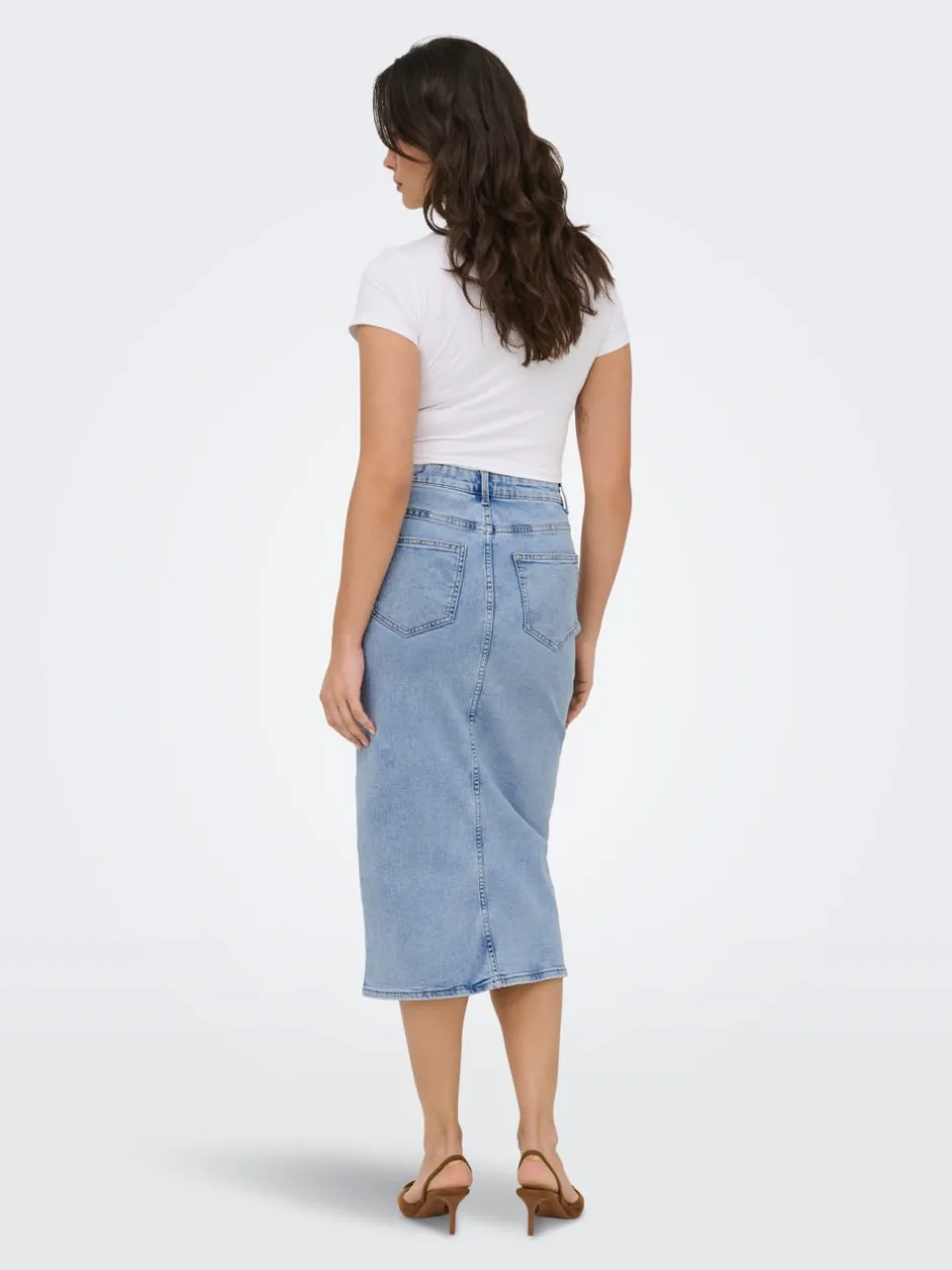 Clearance ONLSILJA Denim-nederdel Midinederdel Dame Nederdele