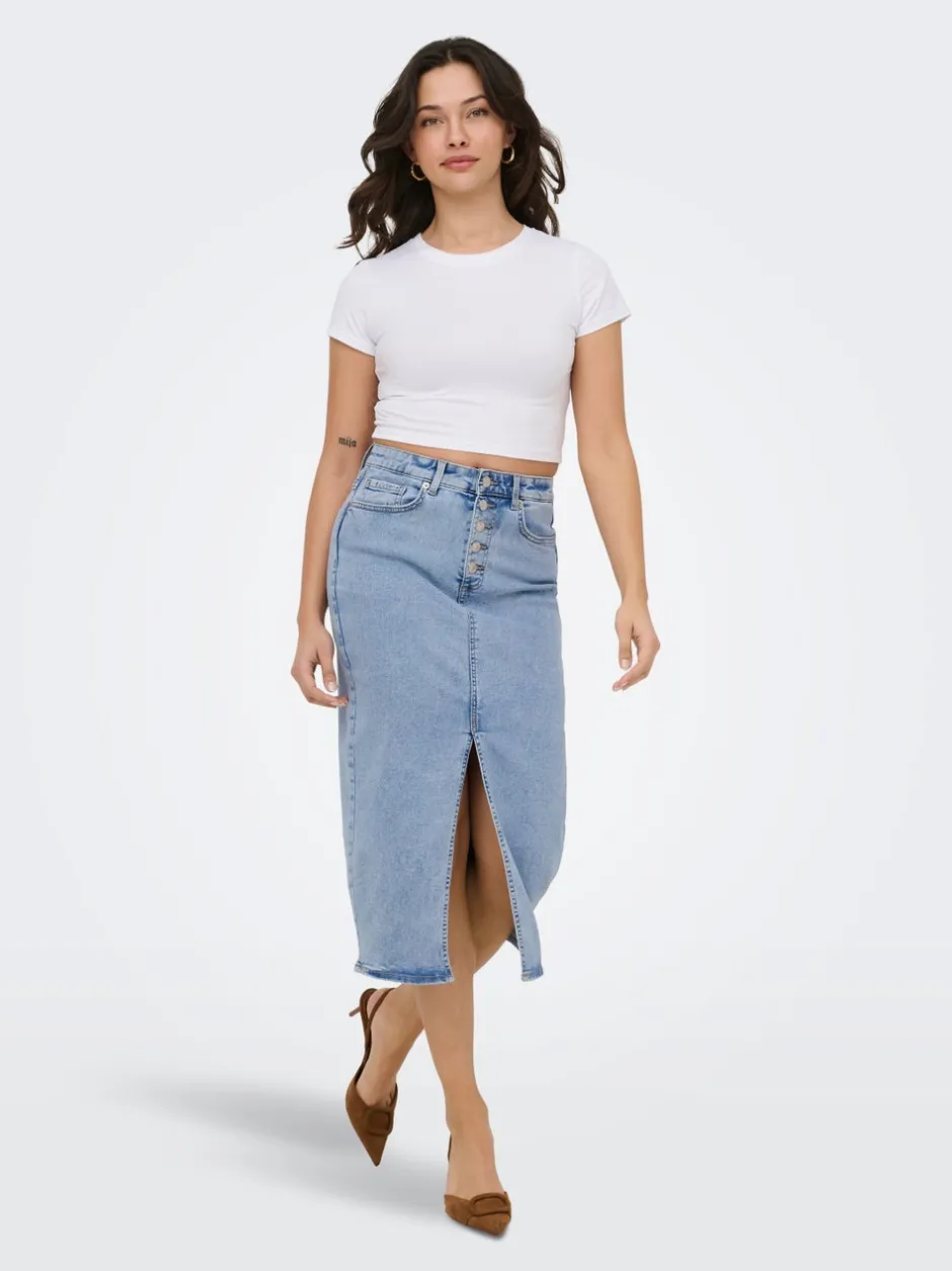 Clearance ONLSILJA Denim-nederdel Midinederdel Dame Nederdele