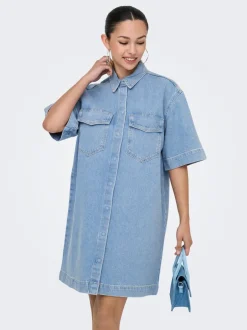 New ONLSOPHIE Kort kjole Dame Kjoler|Double Denim