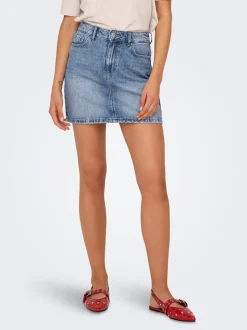 Hot ONLSTELLA Denim Denim-nederdel Kort nederdel Dame Nederdele|Denimnederdele
