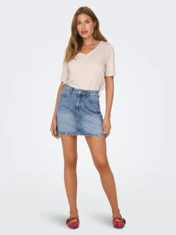 Hot ONLSTELLA Denim Denim-nederdel Kort nederdel Dame Nederdele|Denimnederdele