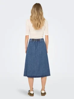 Best ONLTHEA Denim Denim-nederdel Midinederdel Dame Nederdele|Denimnederdele