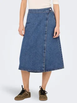 Best ONLTHEA Denim Denim-nederdel Midinederdel Dame Nederdele|Denimnederdele
