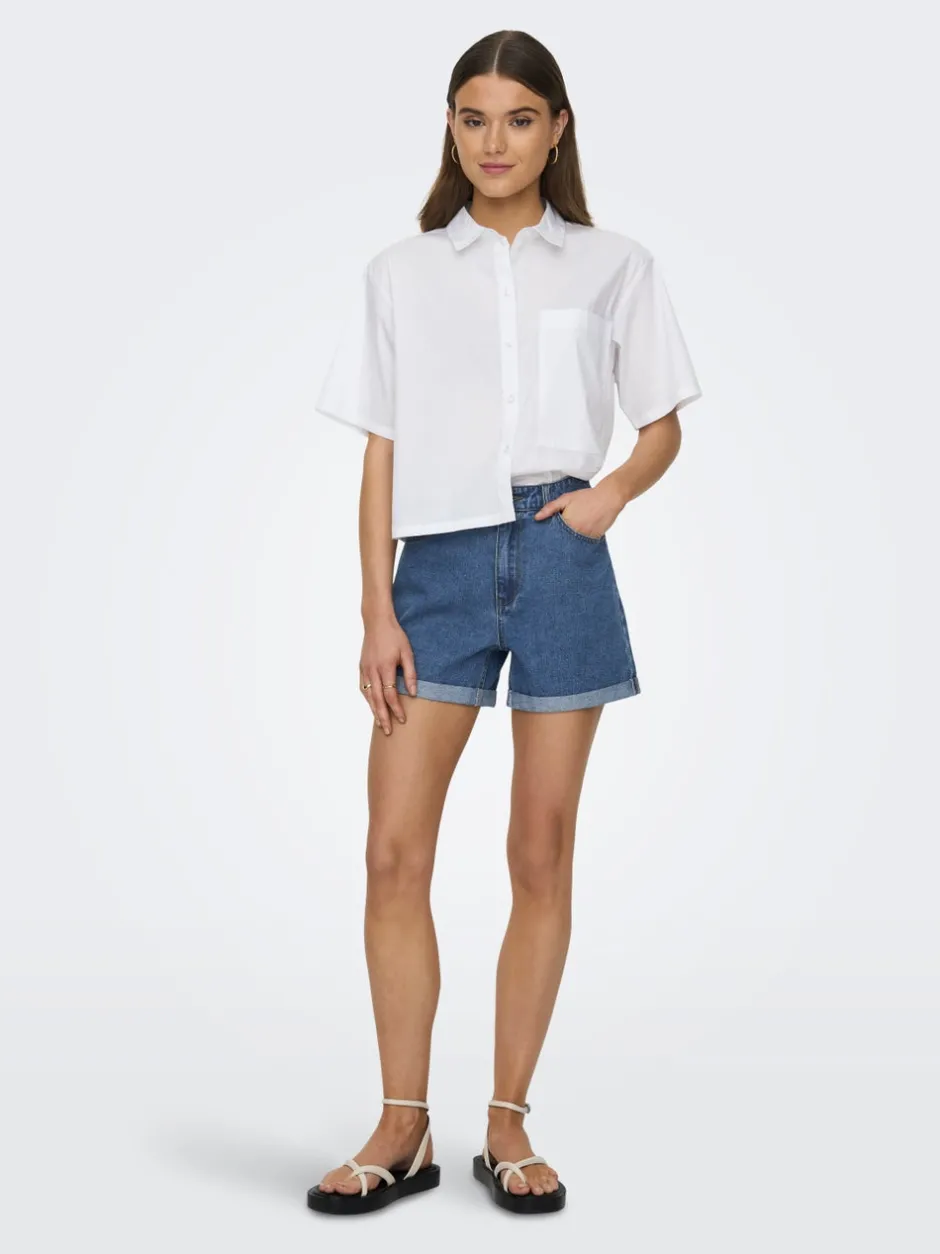 Best ONLVEGA Høj talje Regular fit Denim-shorts Dame Shorts|Double Denim