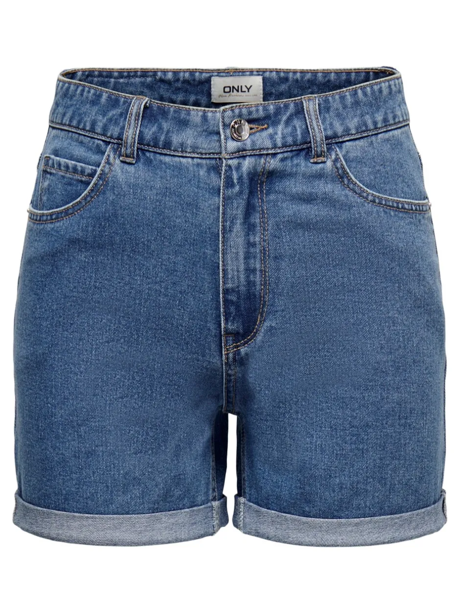 Best ONLVEGA Høj talje Regular fit Denim-shorts Dame Shorts|Double Denim