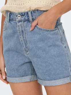 Outlet ONLVEGA Høj talje Regular fit Denim-shorts Dame Shorts|Double Denim
