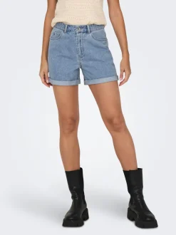 Outlet ONLVEGA Høj talje Regular fit Denim-shorts Dame Shorts|Double Denim