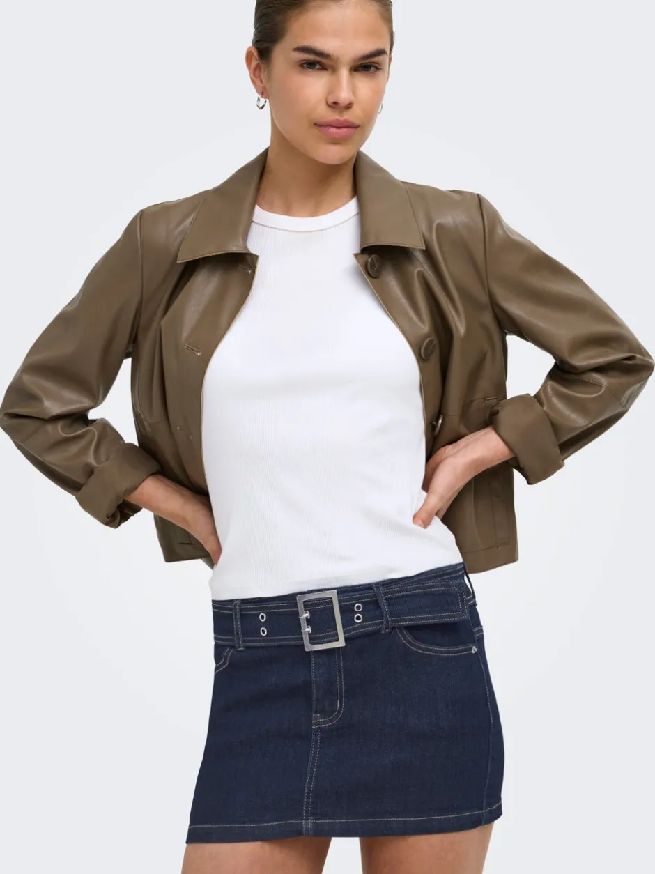 New ONLWAUW Denim-nederdel Mininederdel Dame Nederdele|Double Denim