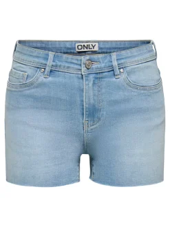 Best ONLWAUW Mellemhøj talje Regular fit Denim-shorts Dame Shorts|Double Denim
