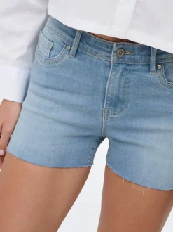 Best ONLWAUW Mellemhøj talje Regular fit Denim-shorts Dame Shorts|Double Denim