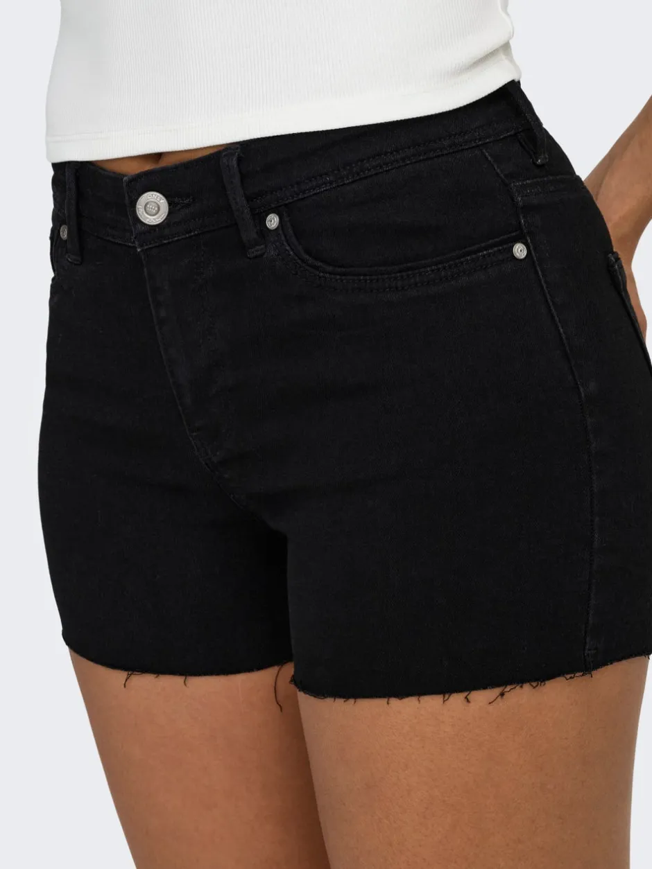 New ONLWAUW Mellemhøj talje Regular fit Denim-shorts Dame Shorts|Double Denim