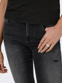Sale ONLWAUW Mellemhøj talje Regular fit Capris Dame Shorts|Double Denim
