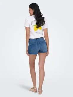 Clearance ONLWAUW Mellemhøj talje Regular fit Denim-shorts Dame Shorts|Double Denim