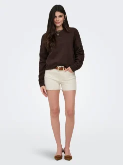 Outlet ONLWAUW Mellemhøj talje Regular fit Denim-shorts Dame Shorts|Double Denim