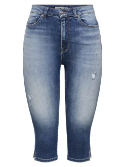 Online ONLWAUW Mellemhøj talje Regular fit Capris Dame Shorts|Double Denim
