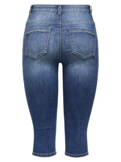 Online ONLWAUW Mellemhøj talje Regular fit Capris Dame Shorts|Double Denim