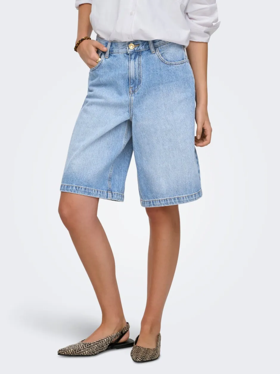 Discount ONLZAGU-DORSI Mellemhøj talje Loose fit Denim-shorts Dame Shorts|Double Denim