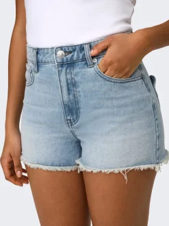 Clearance ONLZUMA Mellemhøj talje Regular fit Shorts Dame Shorts|Double Denim