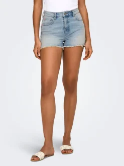 Clearance ONLZUMA Mellemhøj talje Regular fit Shorts Dame Shorts|Double Denim
