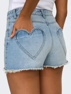 Clearance ONLZUMA Mellemhøj talje Regular fit Shorts Dame Shorts|Double Denim