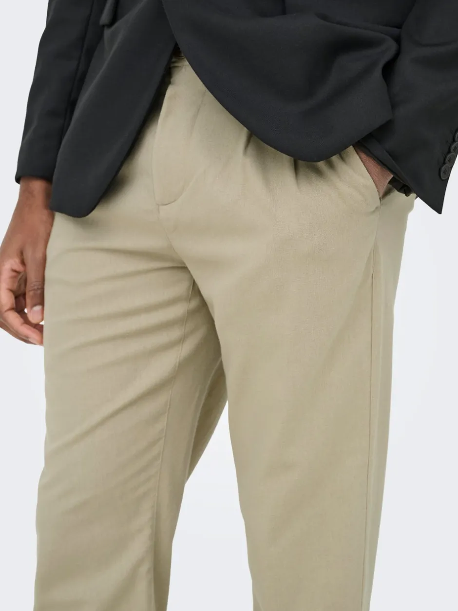 Hot ONSLEO Tapered fit - cropped Hør Chinobukser Bukser