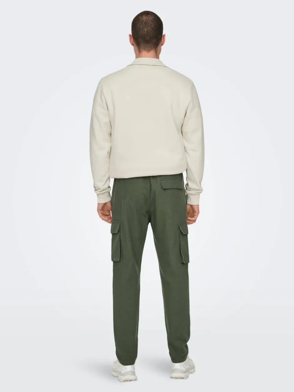 New ONSLINUS Tapered fit Hør Cargobukser Bukser