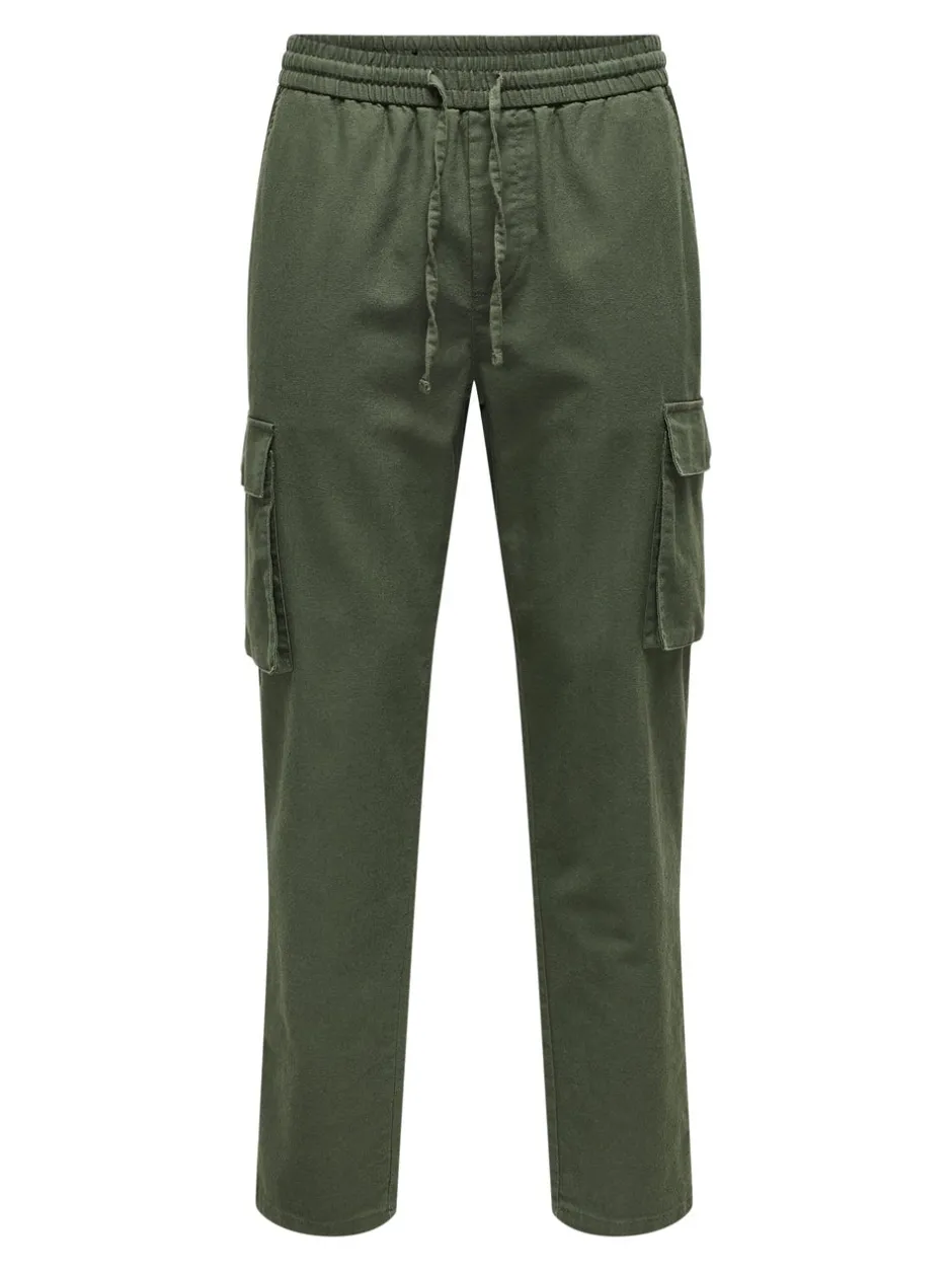 New ONSLINUS Tapered fit Hør Cargobukser Bukser