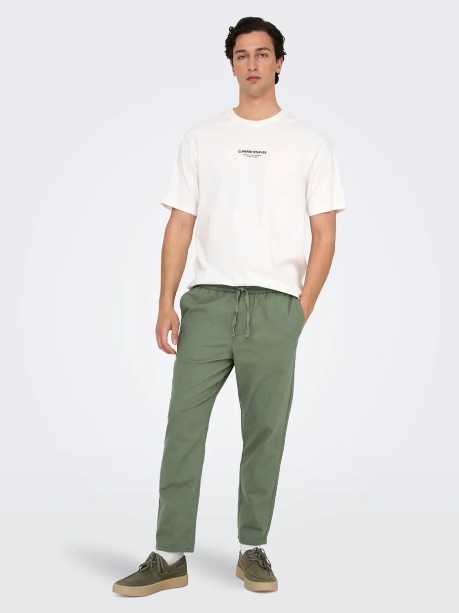 Online ONSLINUS Tapered fit Hør Joggingbukser Bukser