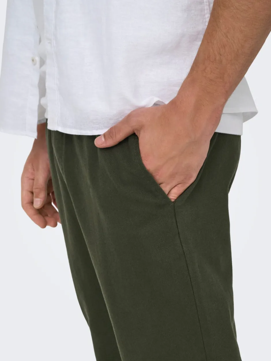 Discount ONSLINUS Tapered fit Hør Joggingbukser Bukser