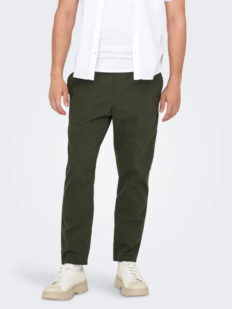 Discount ONSLINUS Tapered fit Hør Joggingbukser Bukser