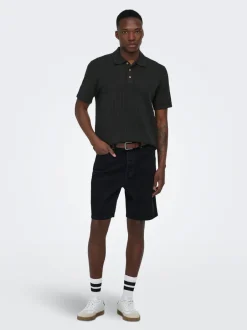 ONSMOON Strikket poloshirt Strik|T-Shirts