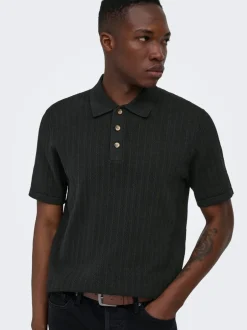 ONSMOON Strikket poloshirt Strik|T-Shirts