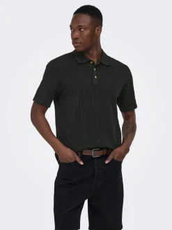 ONSMOON Strikket poloshirt Strik|T-Shirts