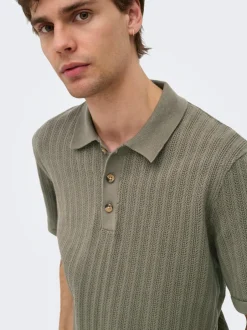 ONSMOON Strikket poloshirt Strik|T-Shirts
