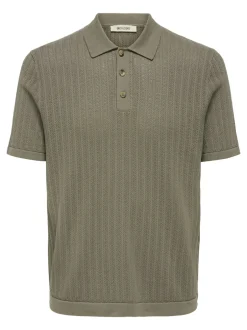 ONSMOON Strikket poloshirt Strik|T-Shirts