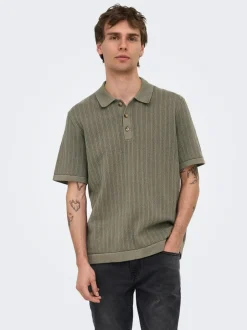 ONSMOON Strikket poloshirt Strik|T-Shirts