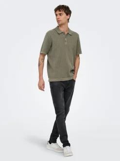 ONSMOON Strikket poloshirt Strik|T-Shirts